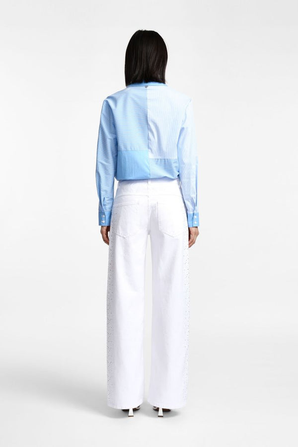 Pantaloni dritti ampi vita media - Bianco
