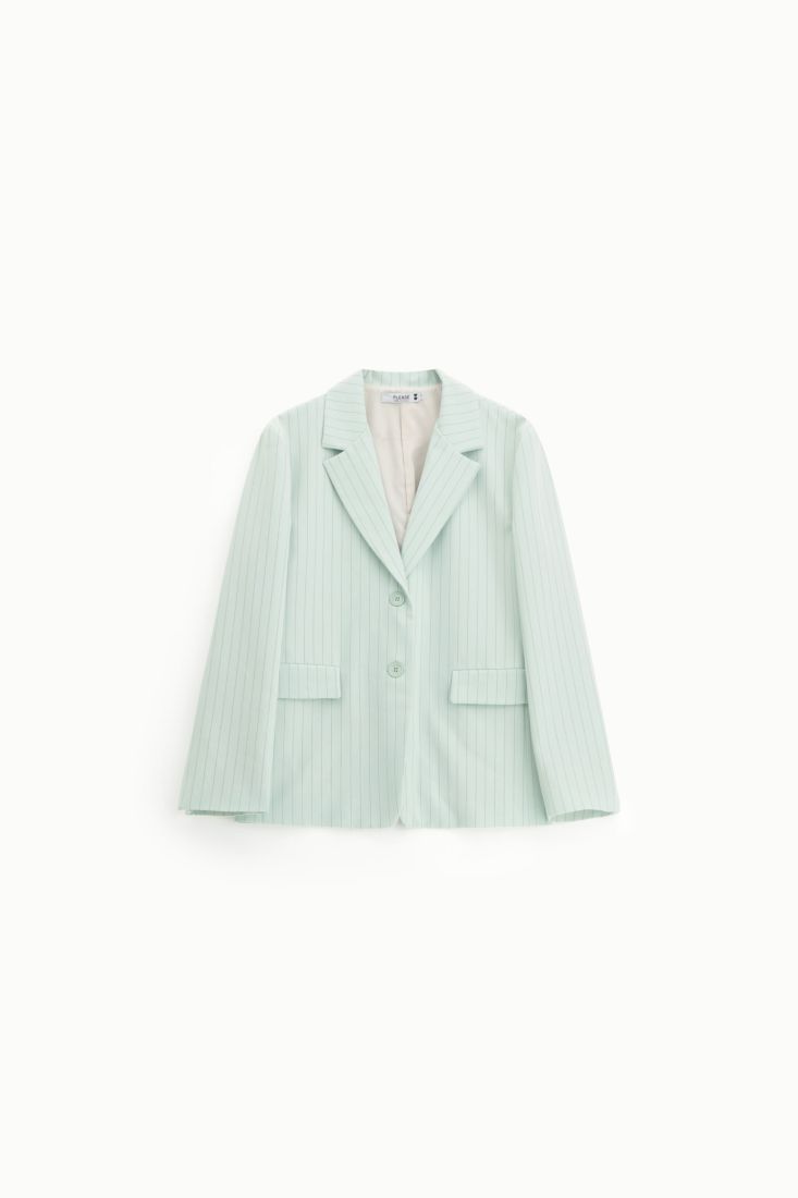 Blazer  Please gessato monopetto con tasche - Verde chiaro