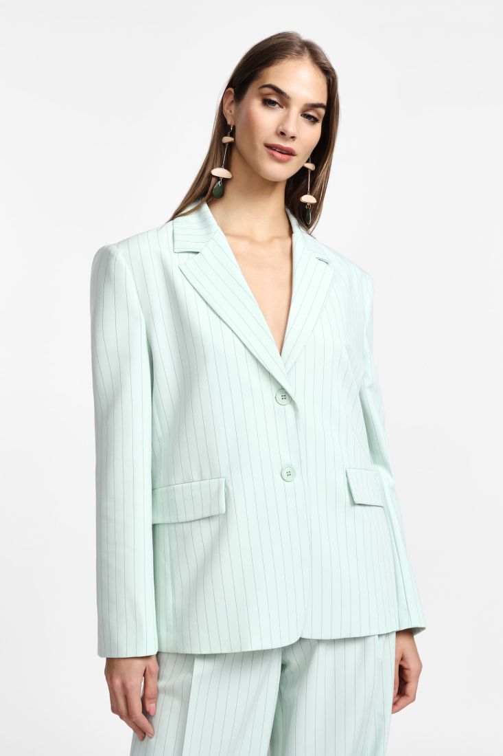 Blazer  Please gessato monopetto con tasche - Verde chiaro