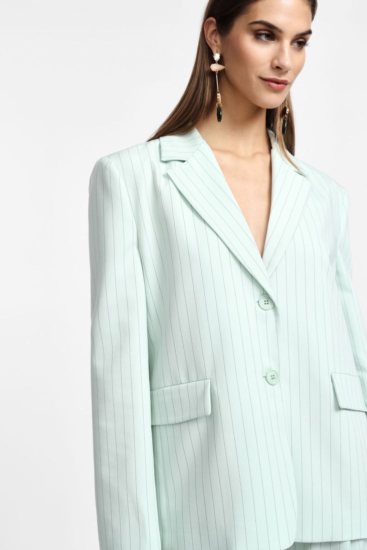 Blazer  Please gessato monopetto con tasche - Verde chiaro