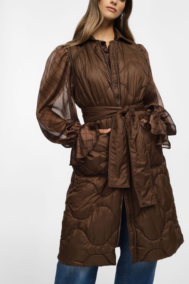 Giaccone please senza maniche con zip - Marrone