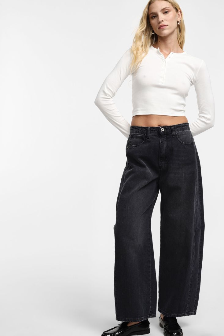 Jeans Please a gamba larga con vita alta