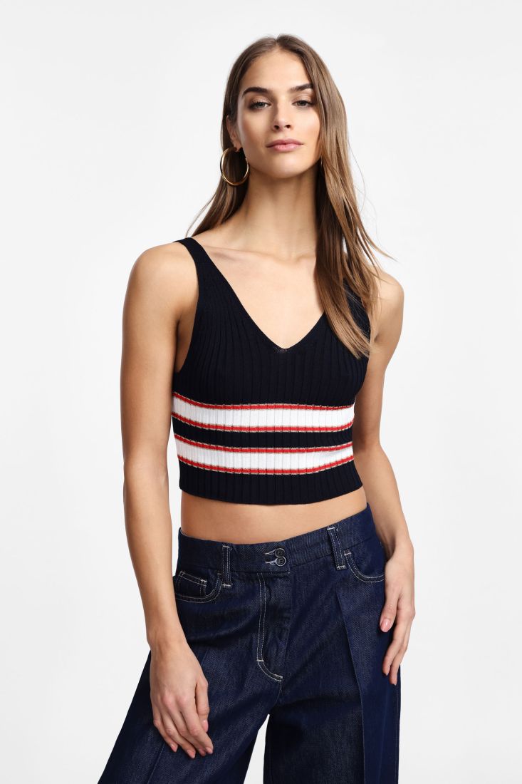 Top in maglia a righe - Blu-Bianco