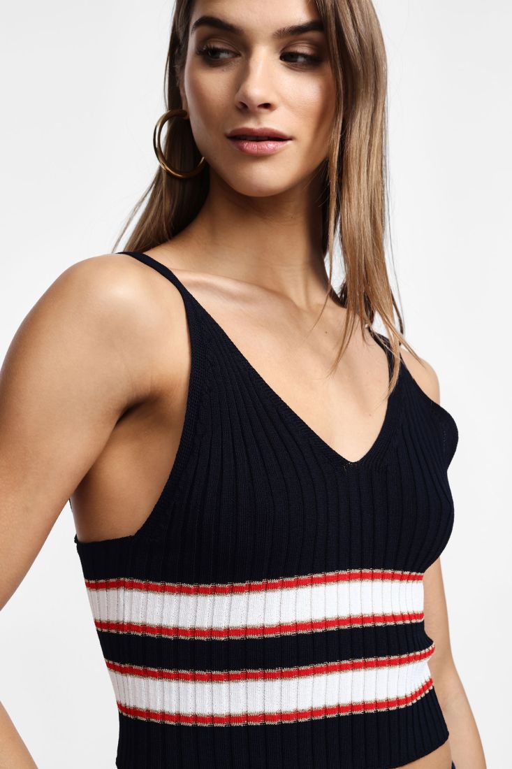 Top in maglia a righe - Blu-Bianco