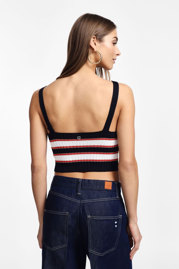Top in maglia a righe - Blu-Bianco