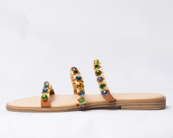Ciabattina con fasce e brillantini - Multicolor