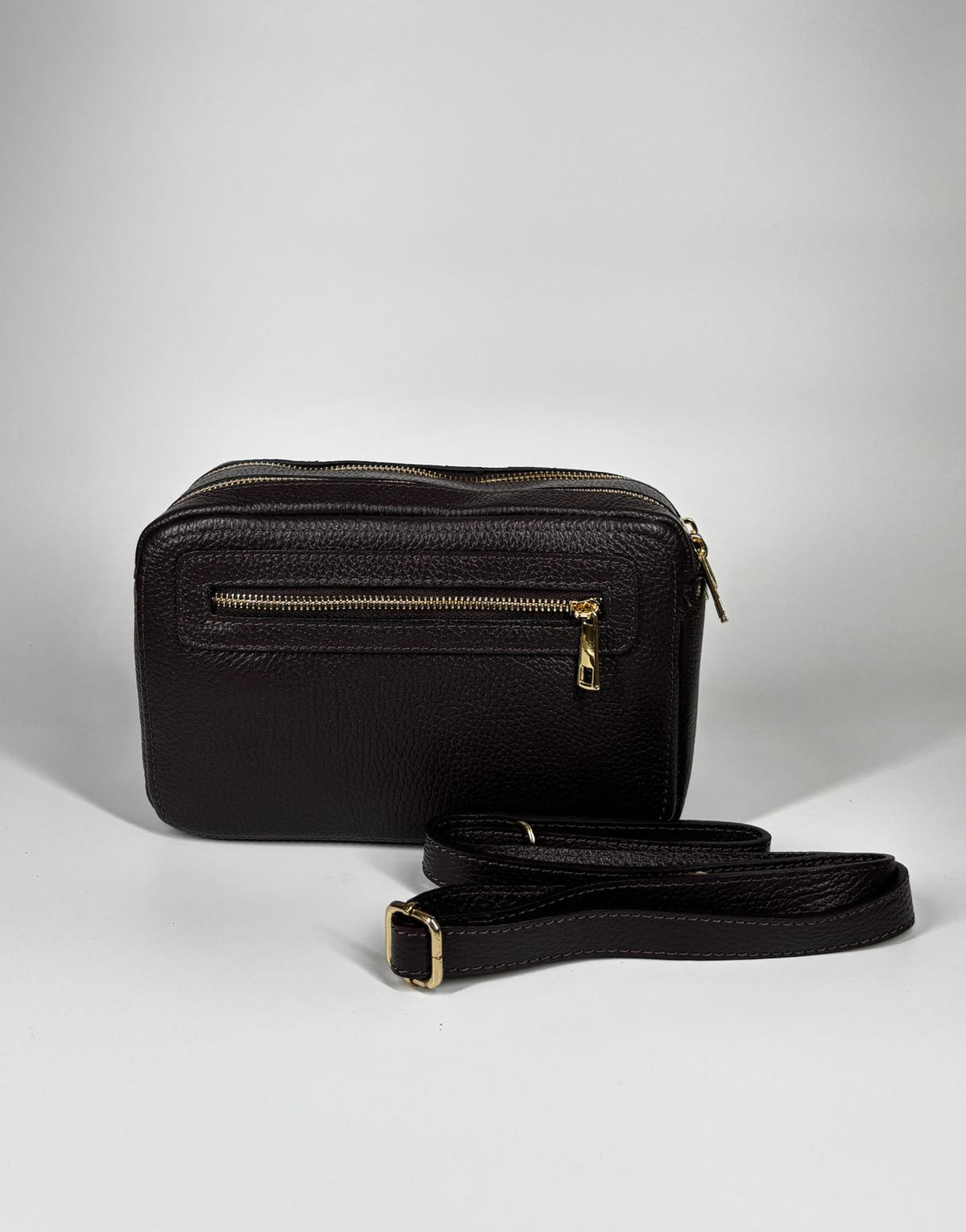 Borsa in vera pelle con doppia scomparto - Marrone