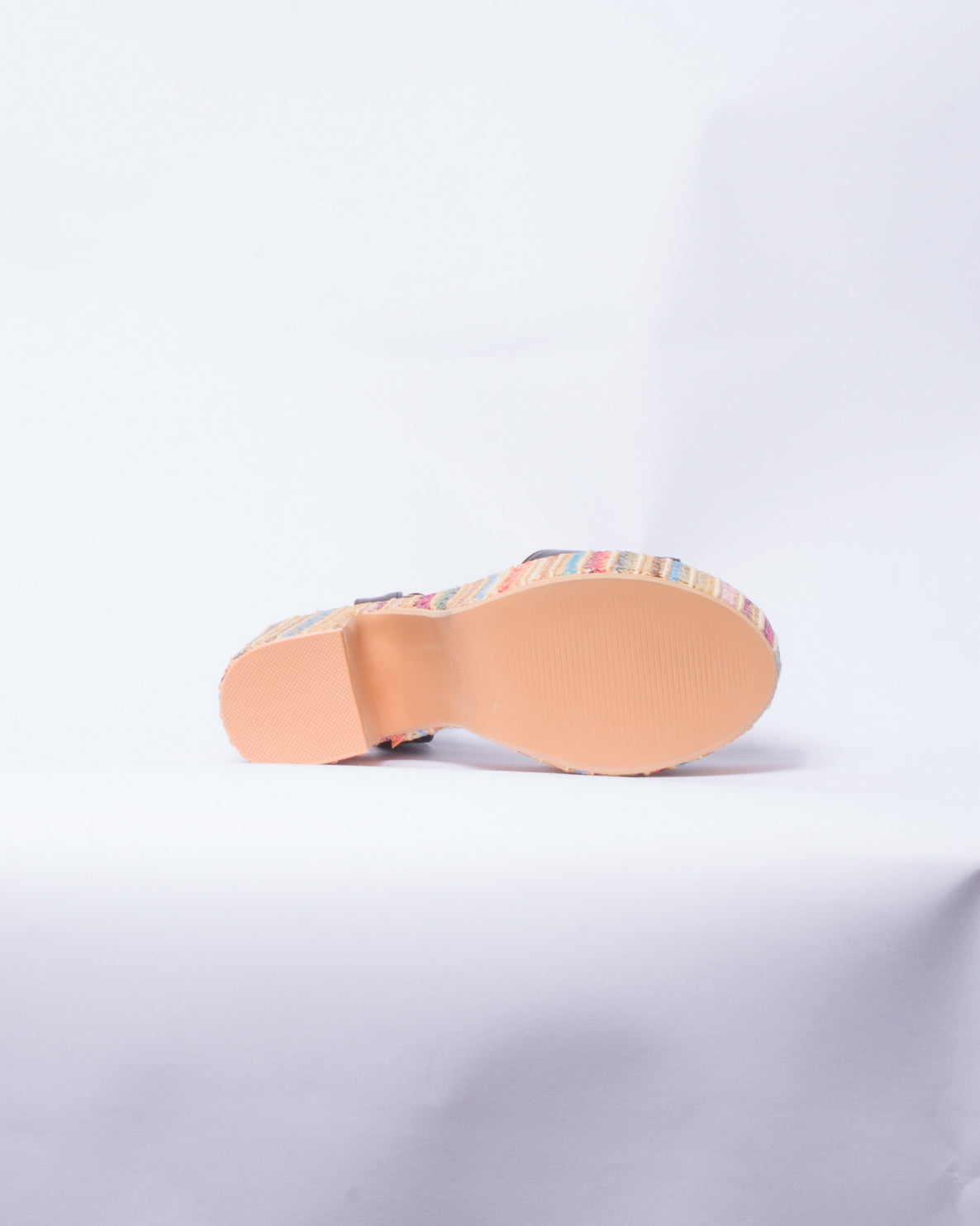 Sandalo a fascia con tacco e plateau multicolor -  Nero