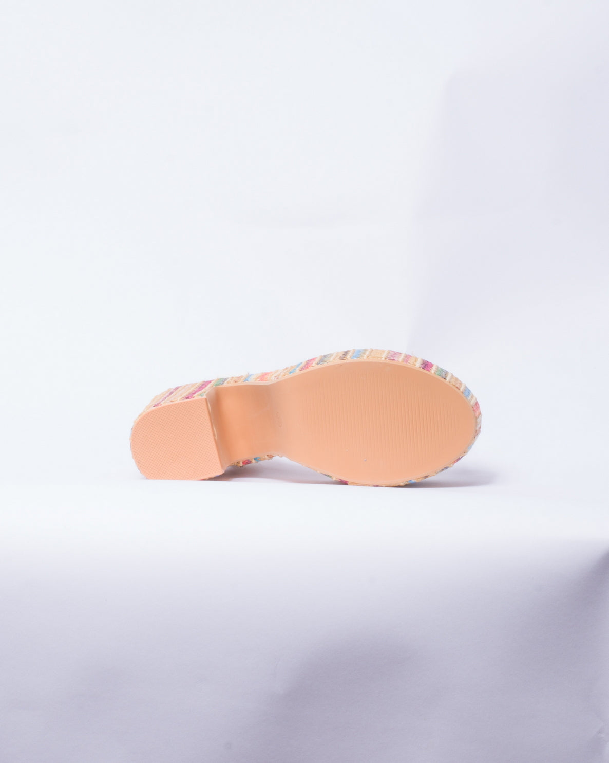 Sandalo a fascia con tacco e plateau multicolor -  Bianco