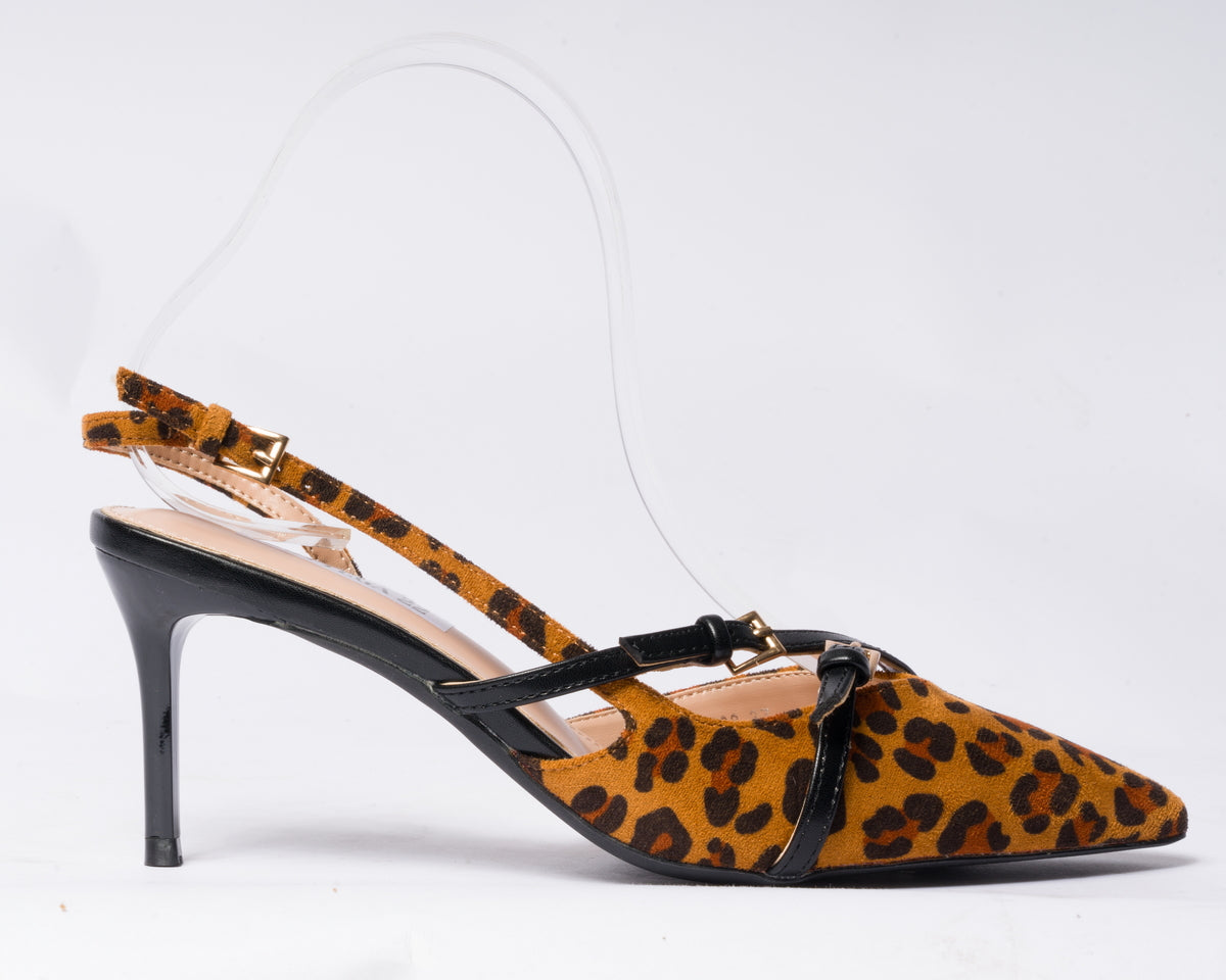 Décolleté slingback in tessuto - Animalier