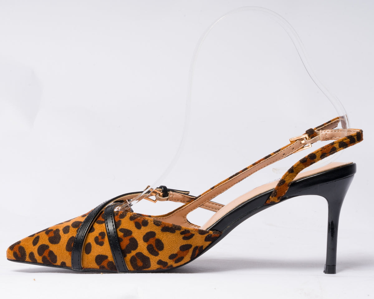 Décolleté slingback in tessuto - Animalier