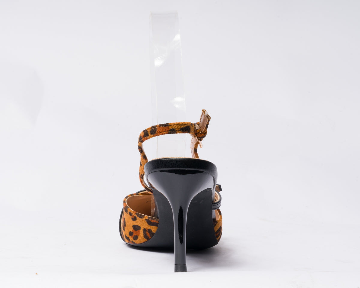 Décolleté slingback in tessuto - Animalier