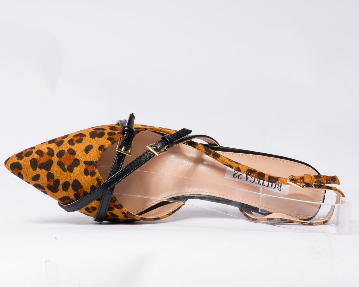 Décolleté slingback in tessuto - Animalier