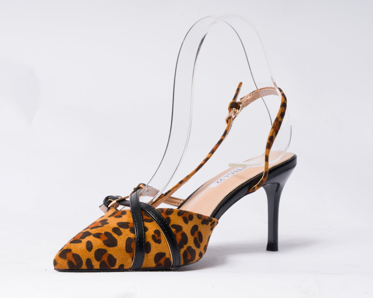 Décolleté slingback in tessuto - Animalier