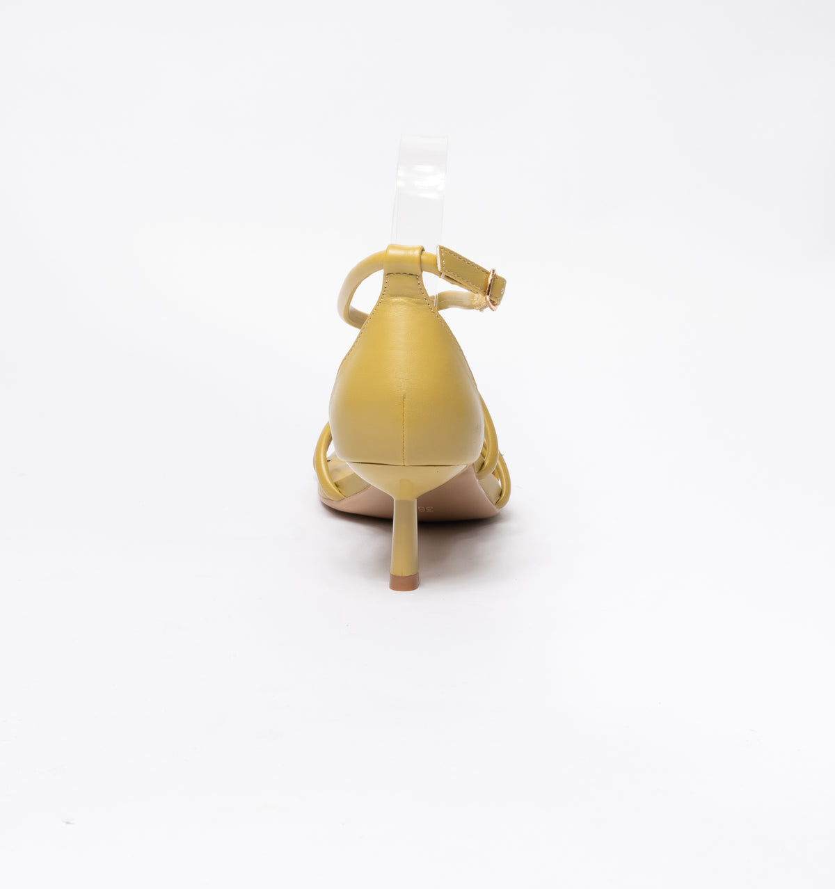 Sandali con fascette  intrecciate in ecopelle-Senape