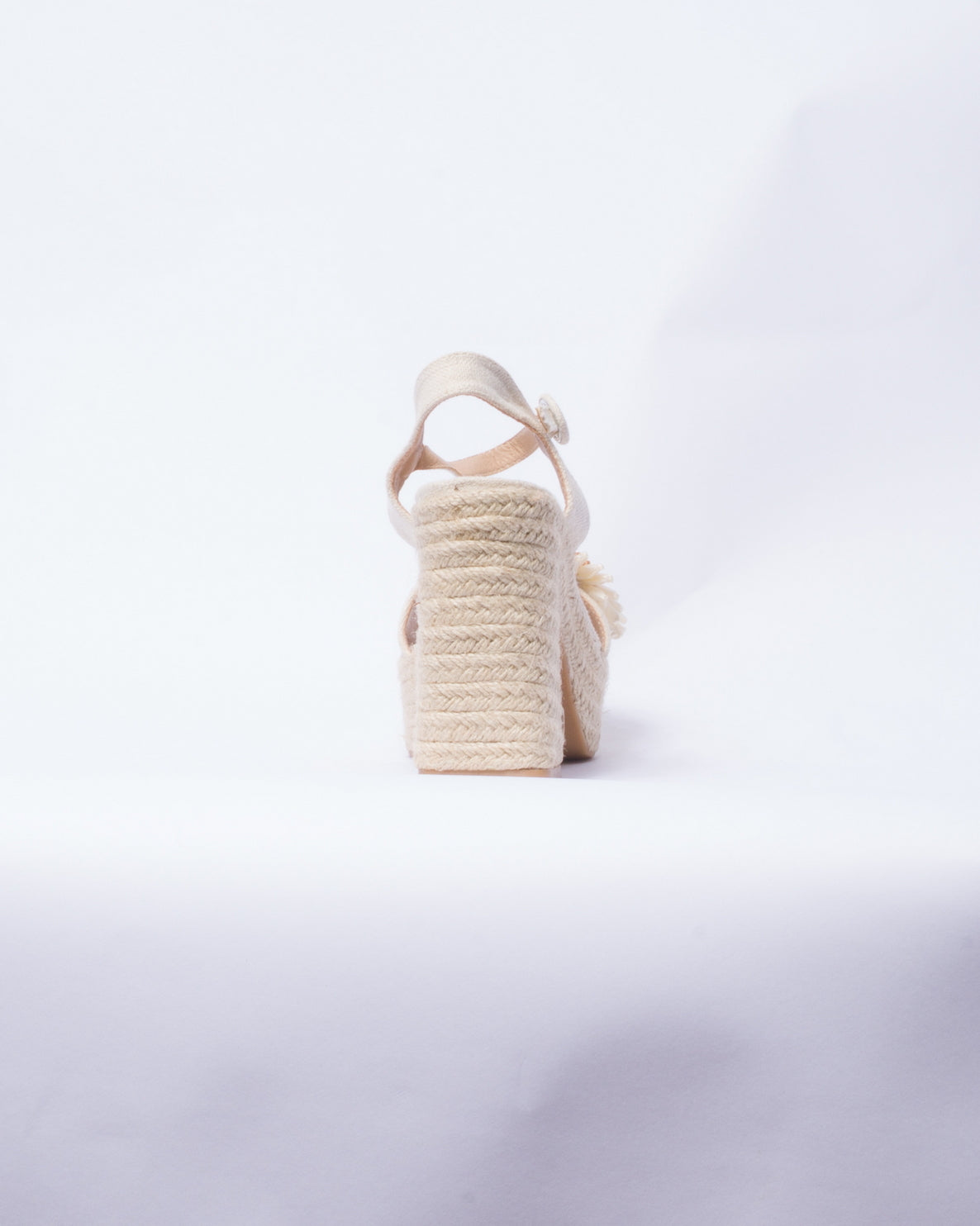 Sandalo in tessuto con decoro floreale - Beige