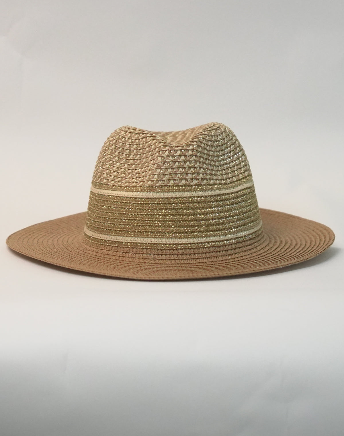 Cappello Fedora in Paglia Intrecciata Bicolor - Begie