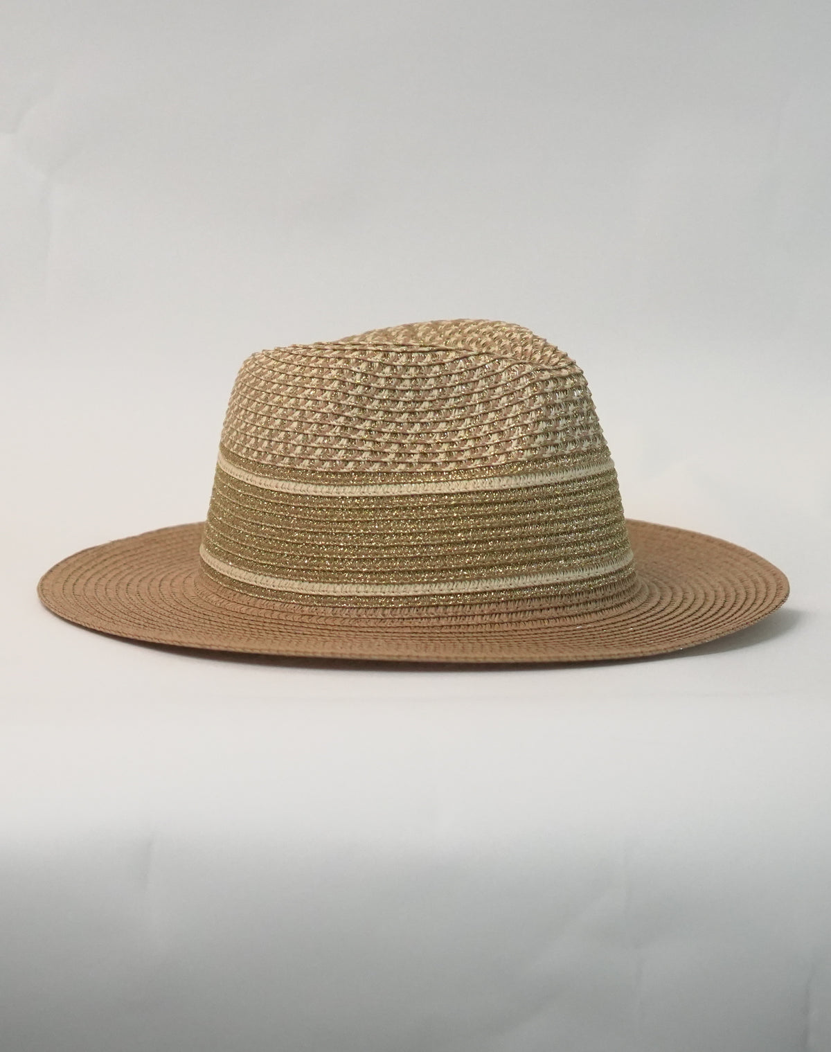 Cappello Fedora in Paglia Intrecciata Bicolor - Begie
