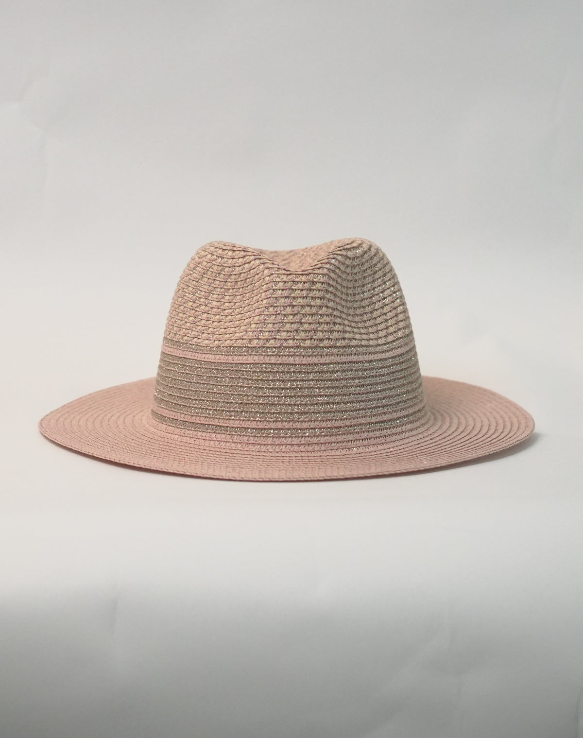 Cappello Fedora in Paglia Intrecciata Bicolor - ROSA