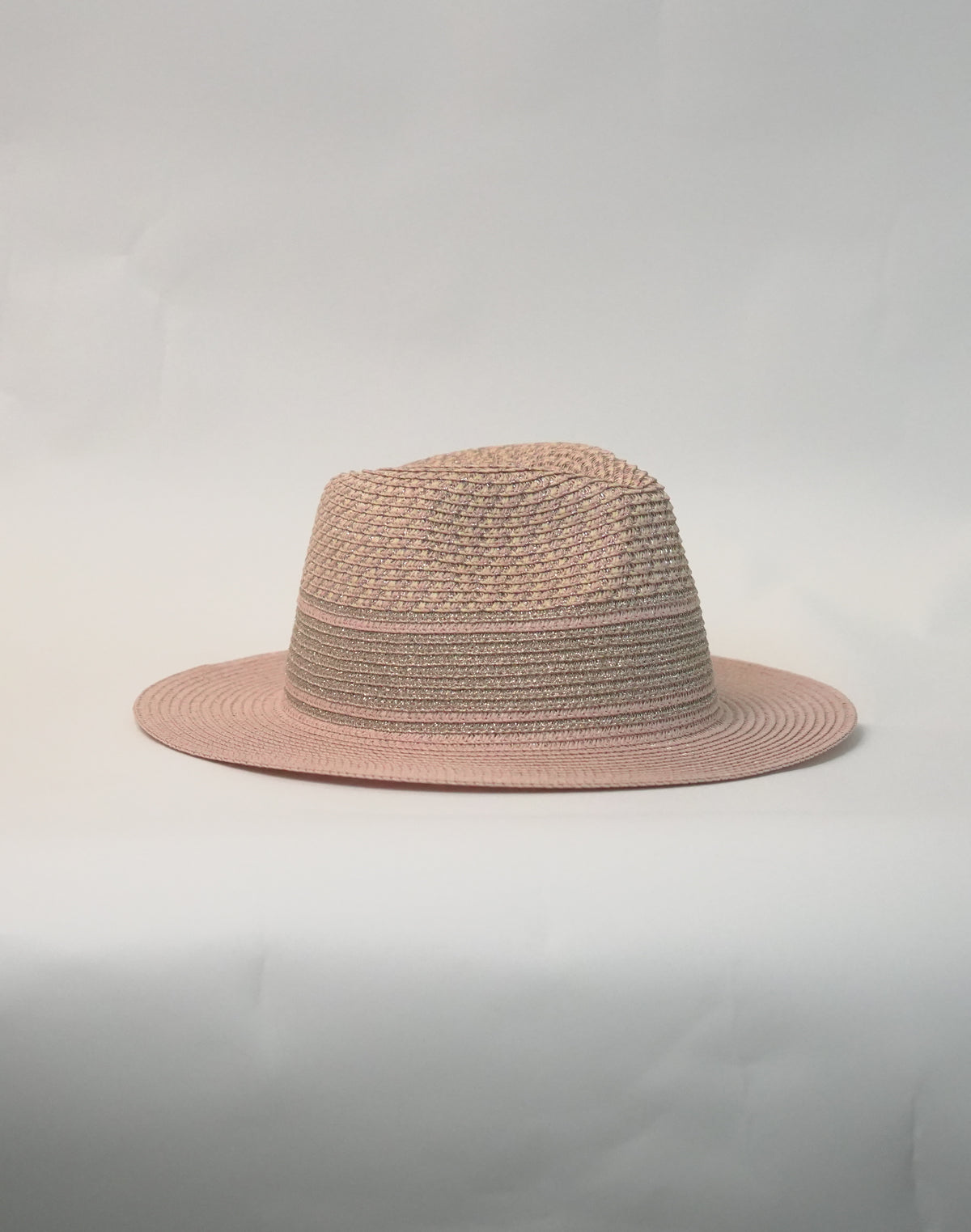 Cappello Fedora in Paglia Intrecciata Bicolor - ROSA