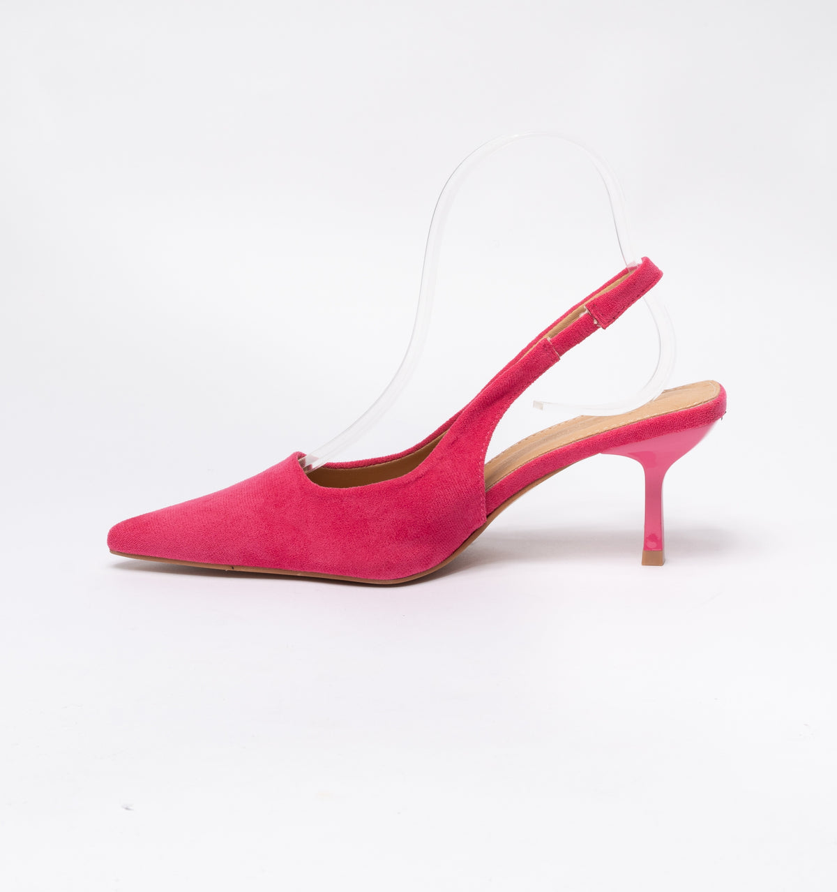 Slingback effetto camoscio cinturino elastico - Fucsia