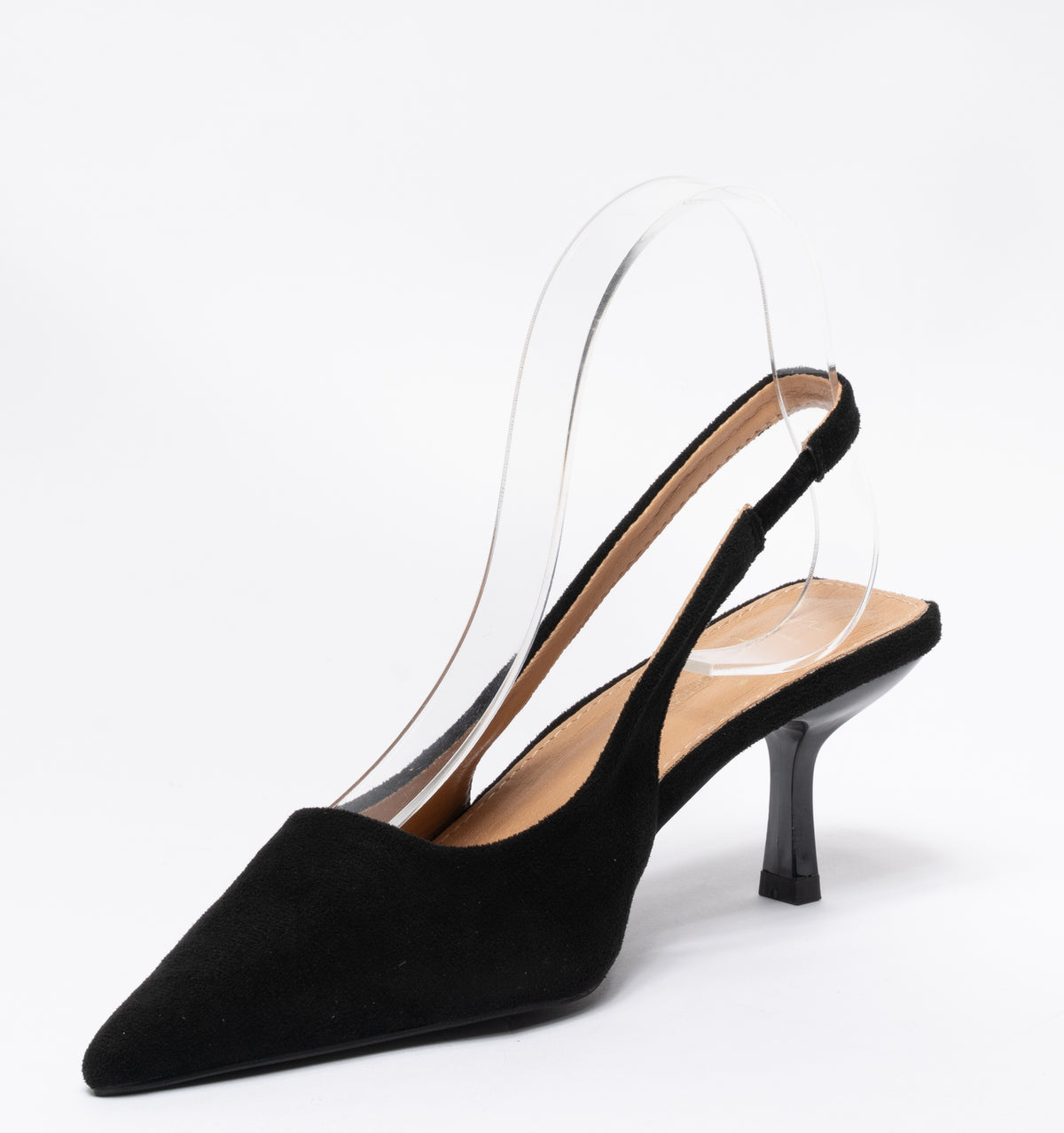 Slingback effetto camoscio cinturino elastico - Nero