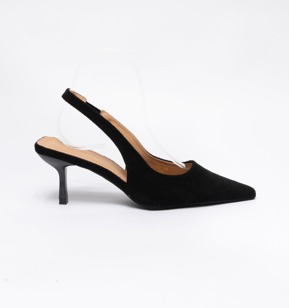 Slingback effetto camoscio cinturino elastico - Nero