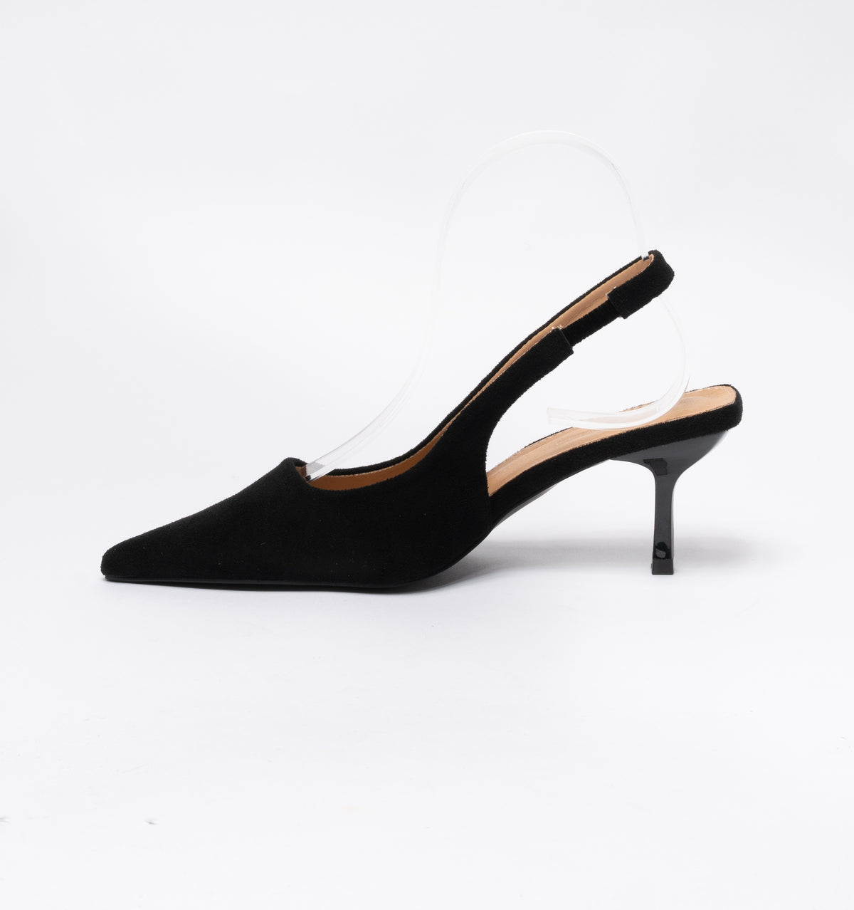 Slingback effetto camoscio cinturino elastico - Nero