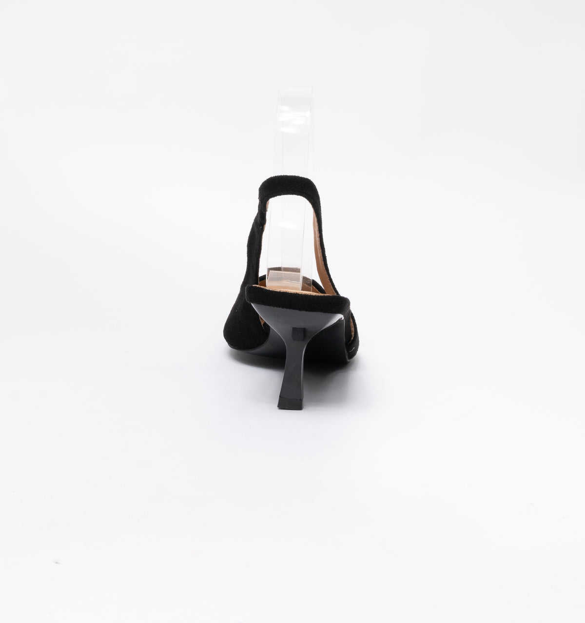 Slingback effetto camoscio cinturino elastico - Nero
