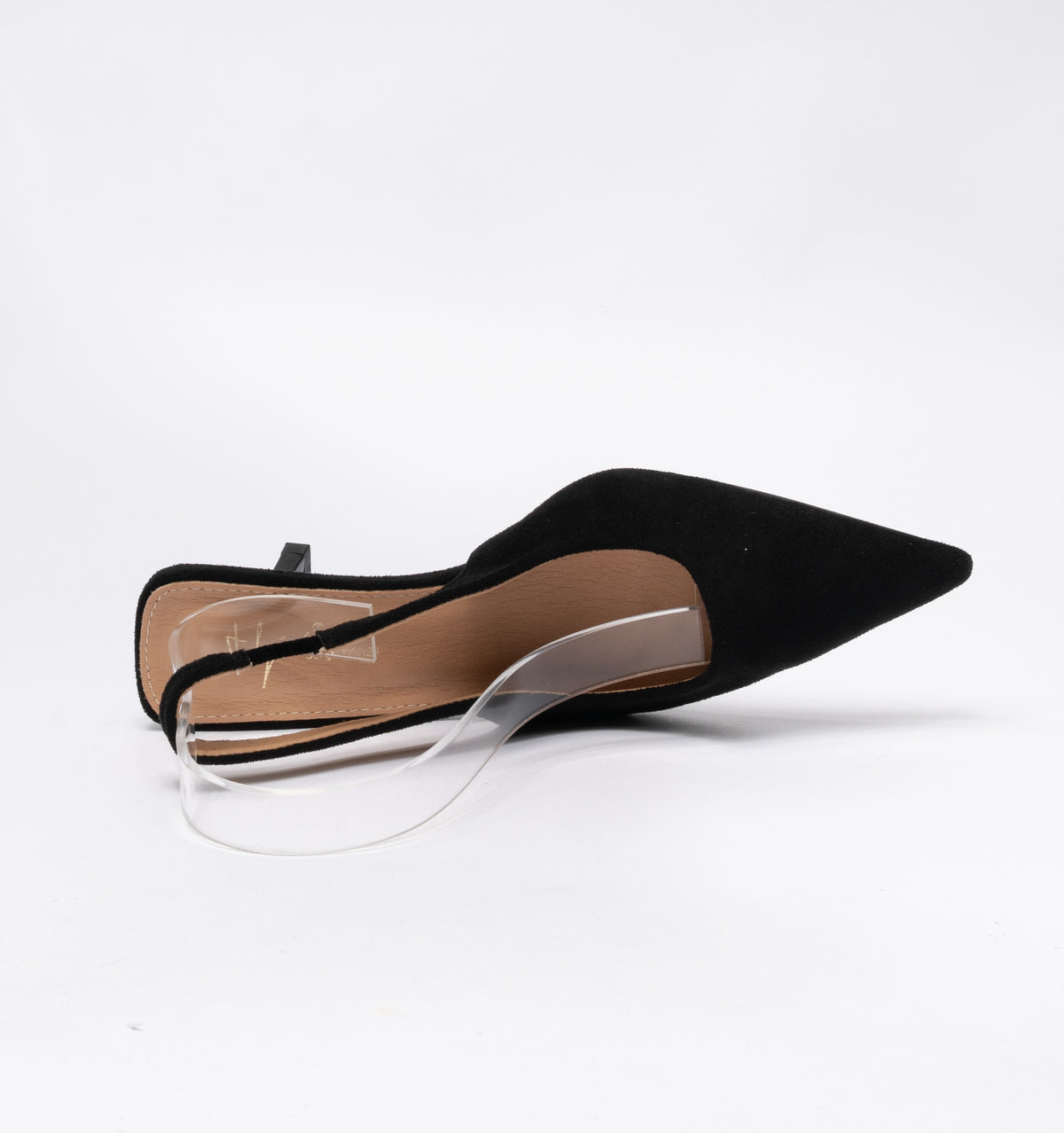 Slingback effetto camoscio cinturino elastico - Nero