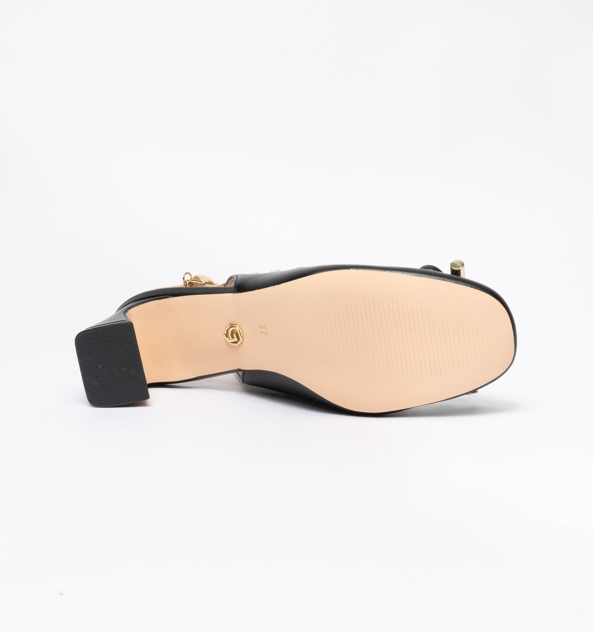 Decolleté Gold & Gold slingback con borchiette e fiocco- Nero