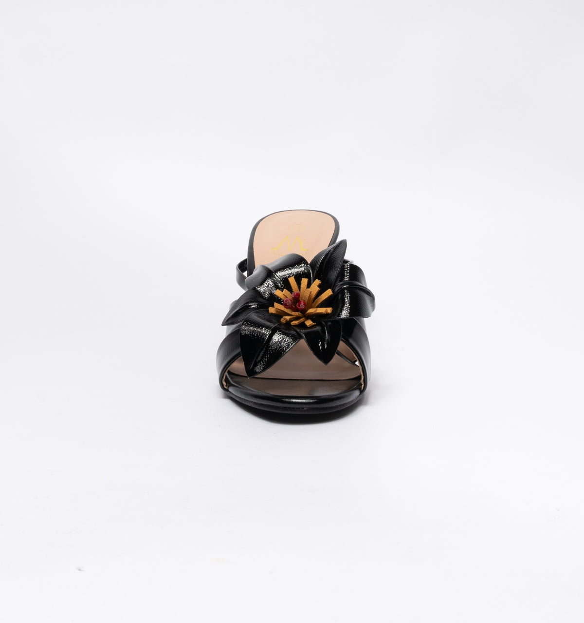 Sandalo in ecopelle con Fiore -Nero