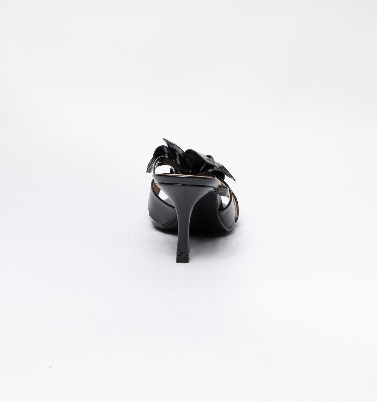 Sandalo in ecopelle con Fiore -Nero