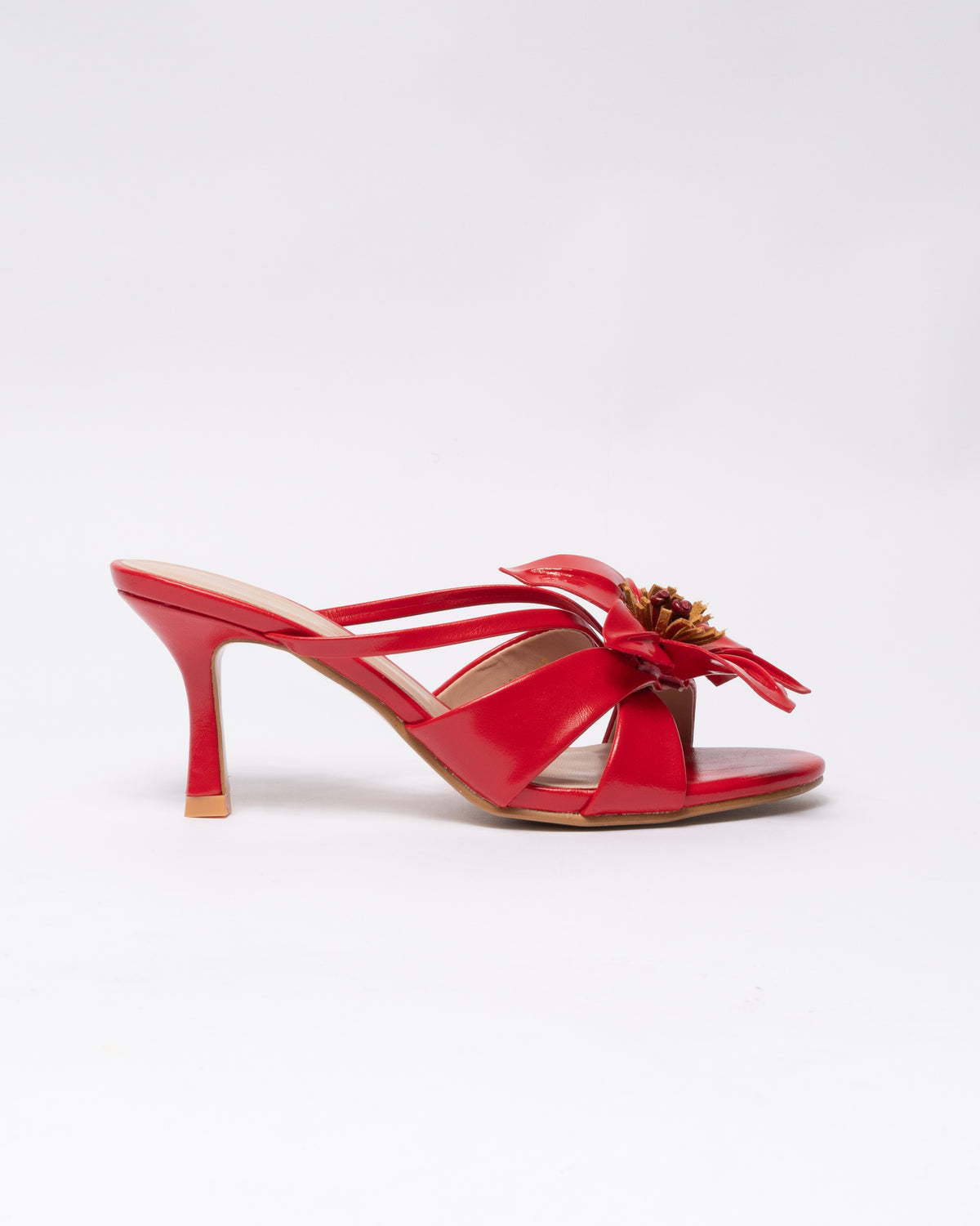 Sandalo in ecopelle con Fiore -Rosso