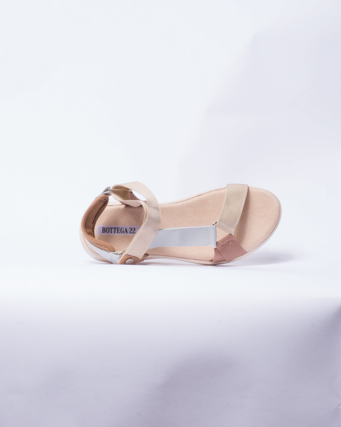 Sandalo con fasce in tessuto elastiche - Beige