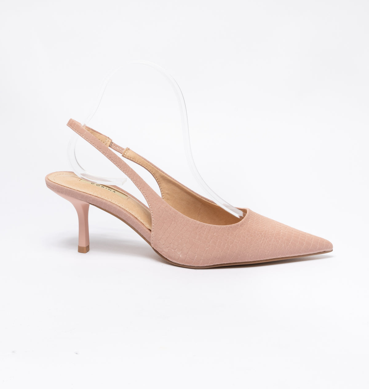 Scarpe donna a punta slingback pitonata - Rosa