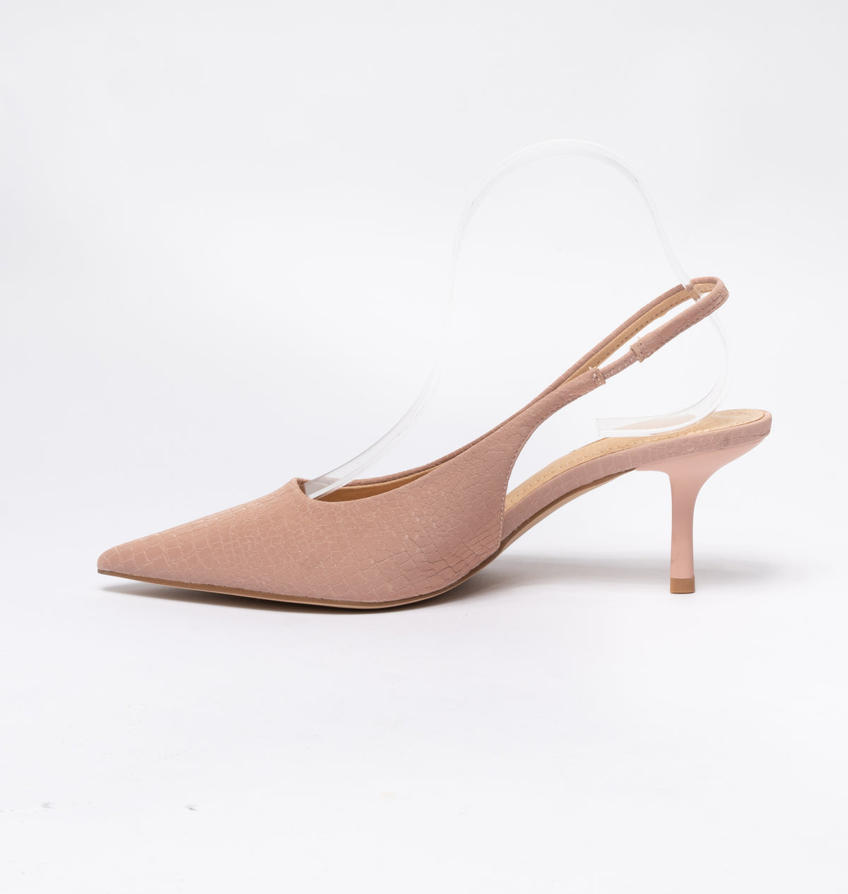 Scarpe donna a punta slingback pitonata - Rosa