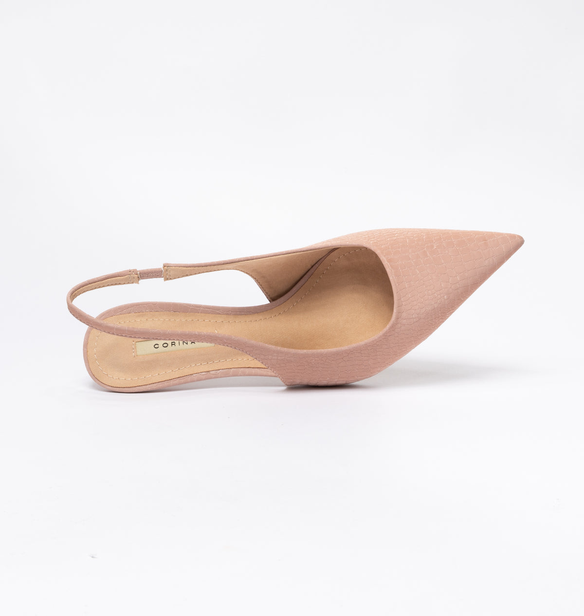 Scarpe donna a punta slingback pitonata - Rosa