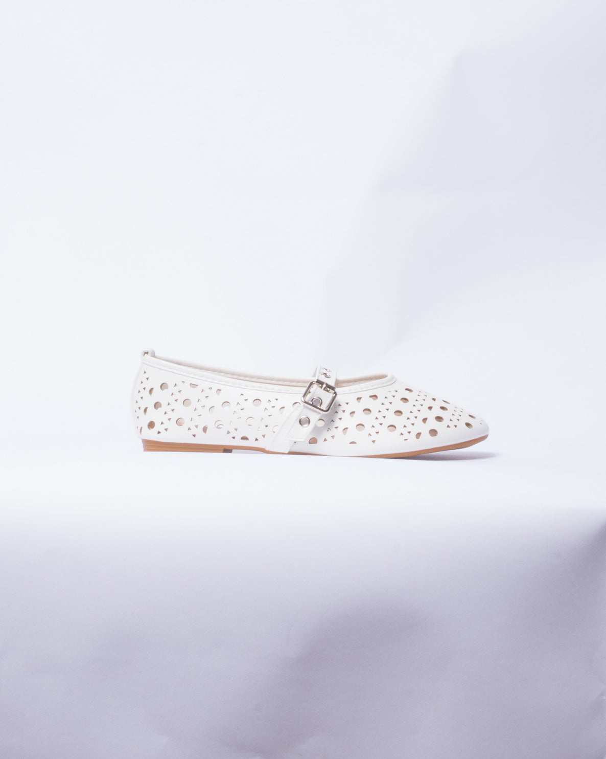 Ballerina Donna in Ecopelle con Fibbia - Bianco