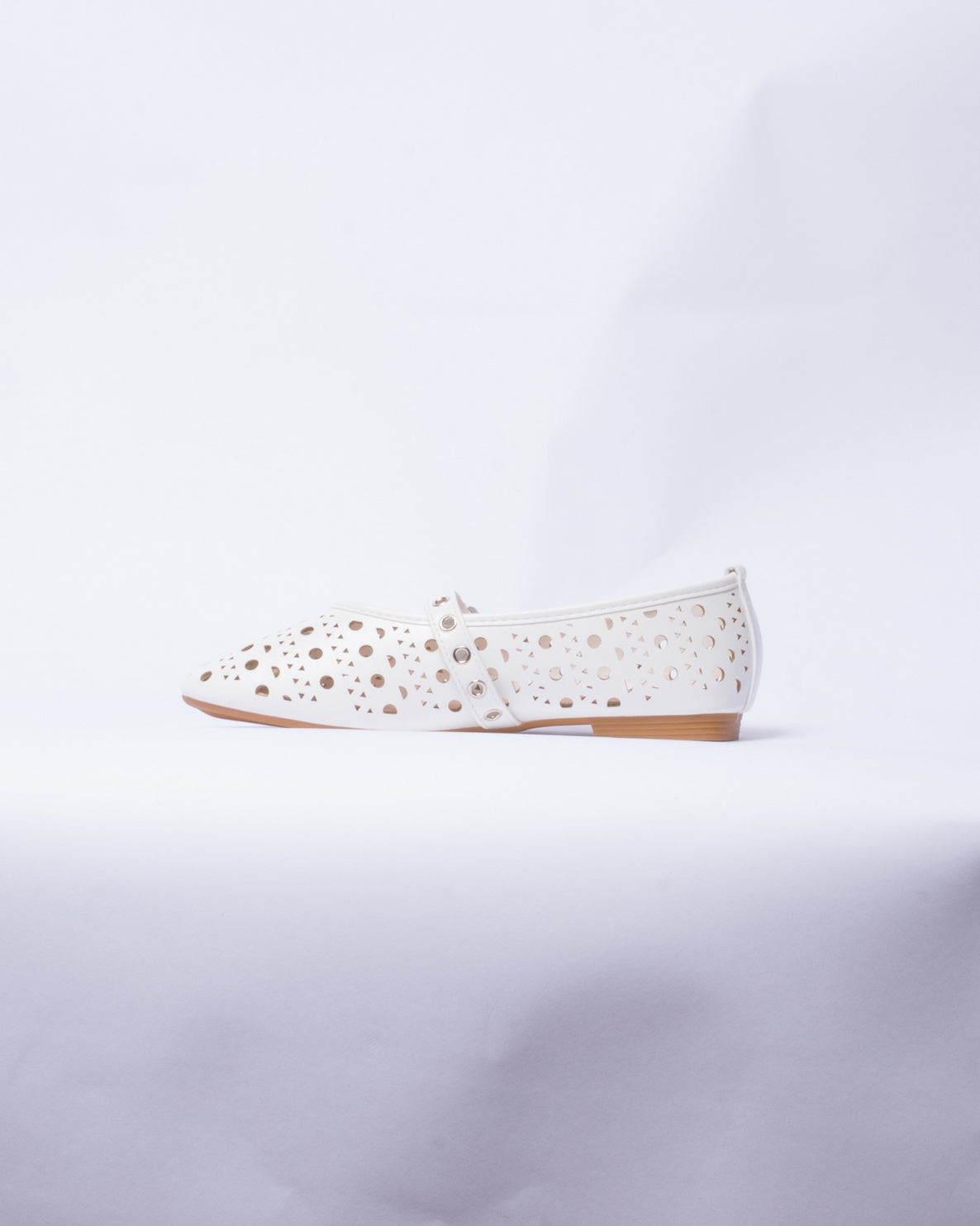 Ballerina Donna in Ecopelle con Fibbia - Bianco