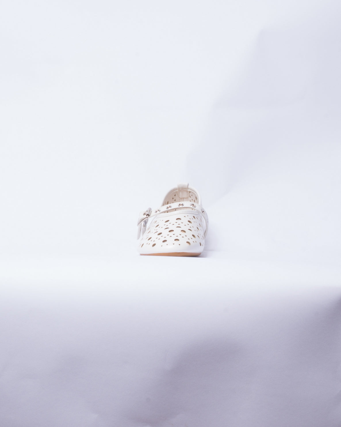 Ballerina Donna in Ecopelle con Fibbia - Bianco