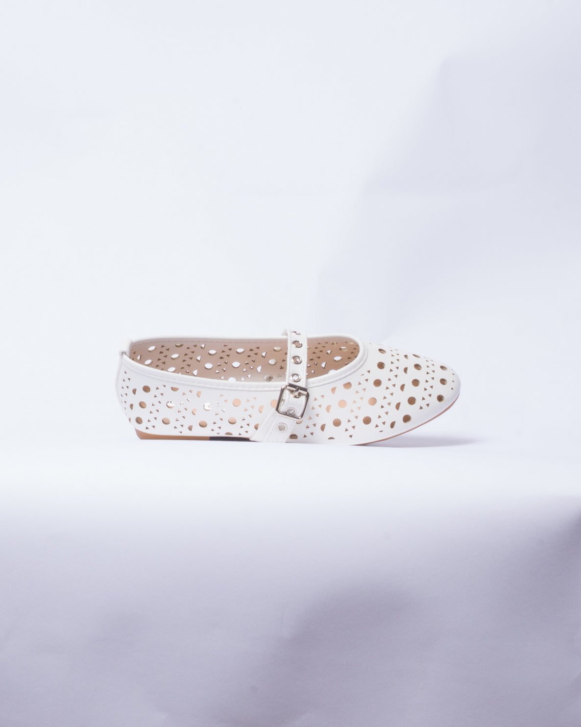 Ballerina Donna in Ecopelle con Fibbia - Bianco