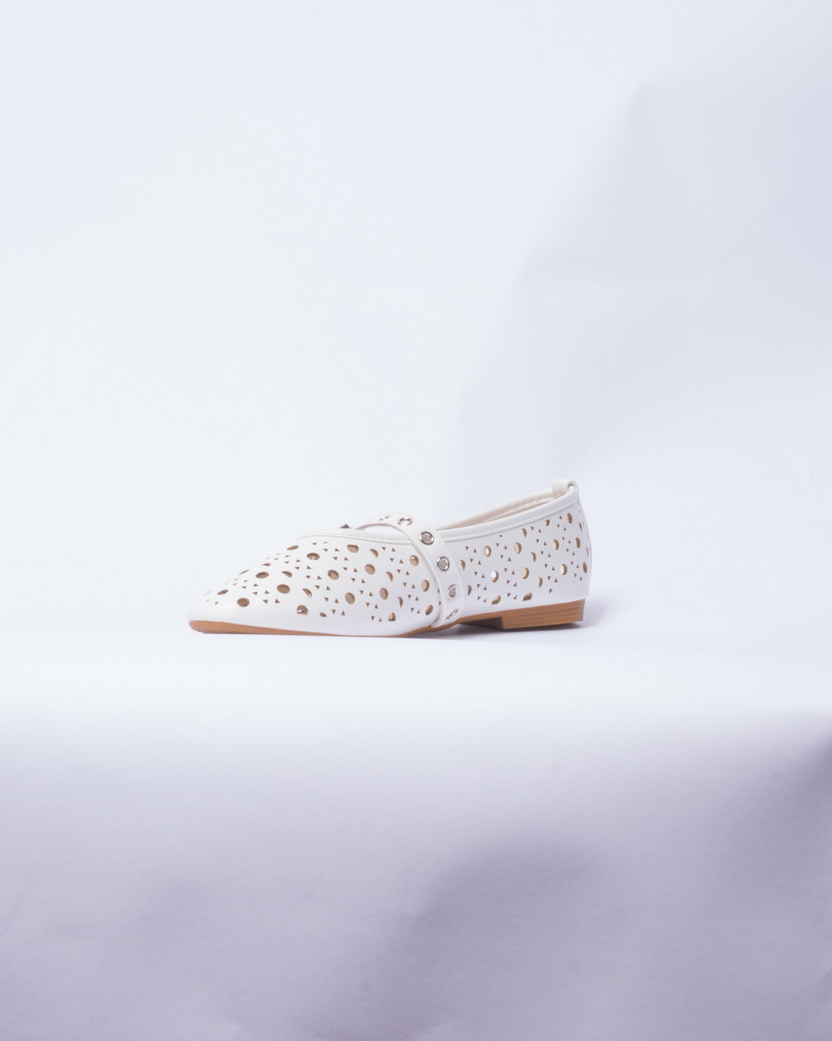 Ballerina Donna in Ecopelle con Fibbia - Bianco