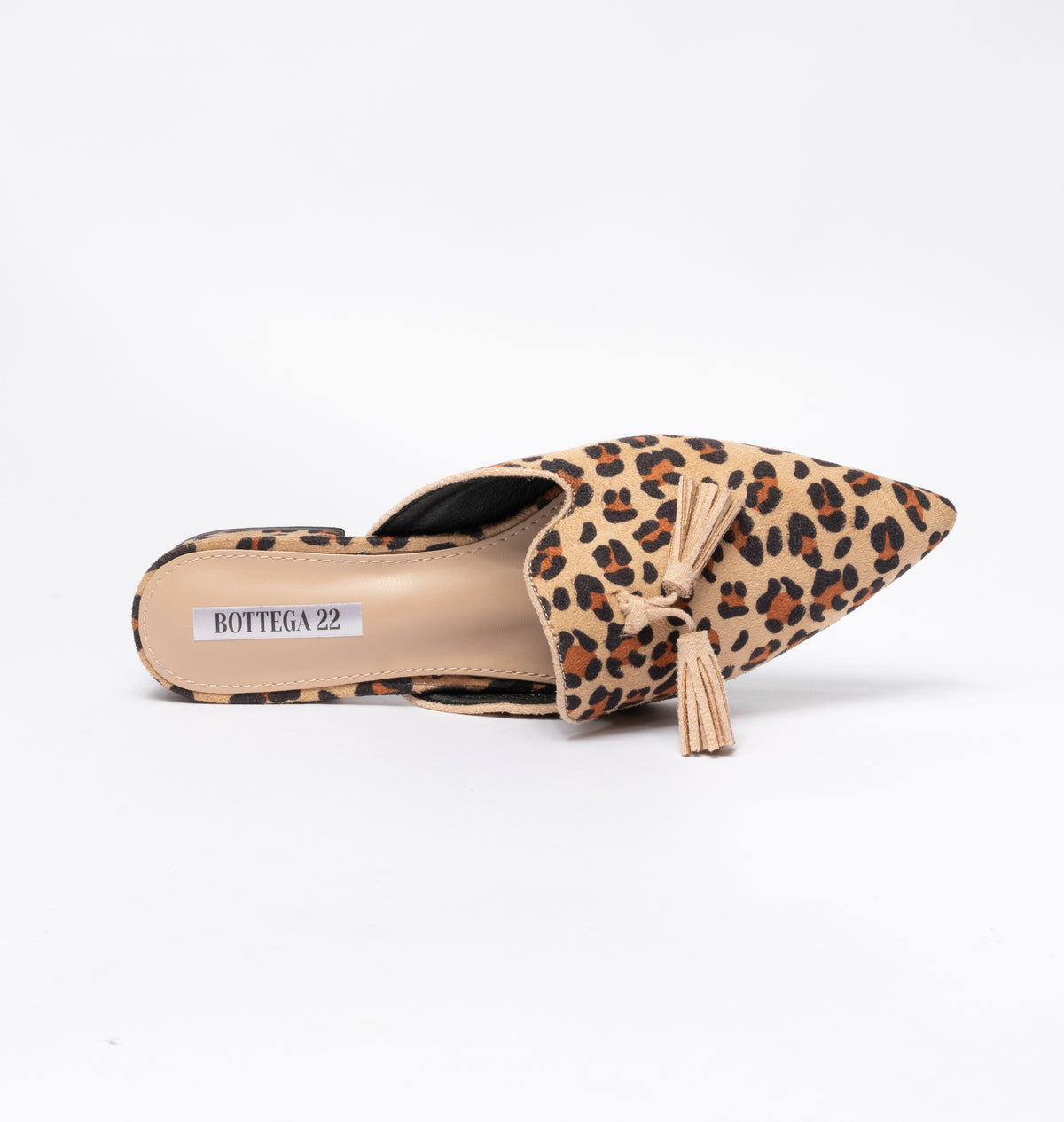 Sabot maculato a punta con nappina Beige