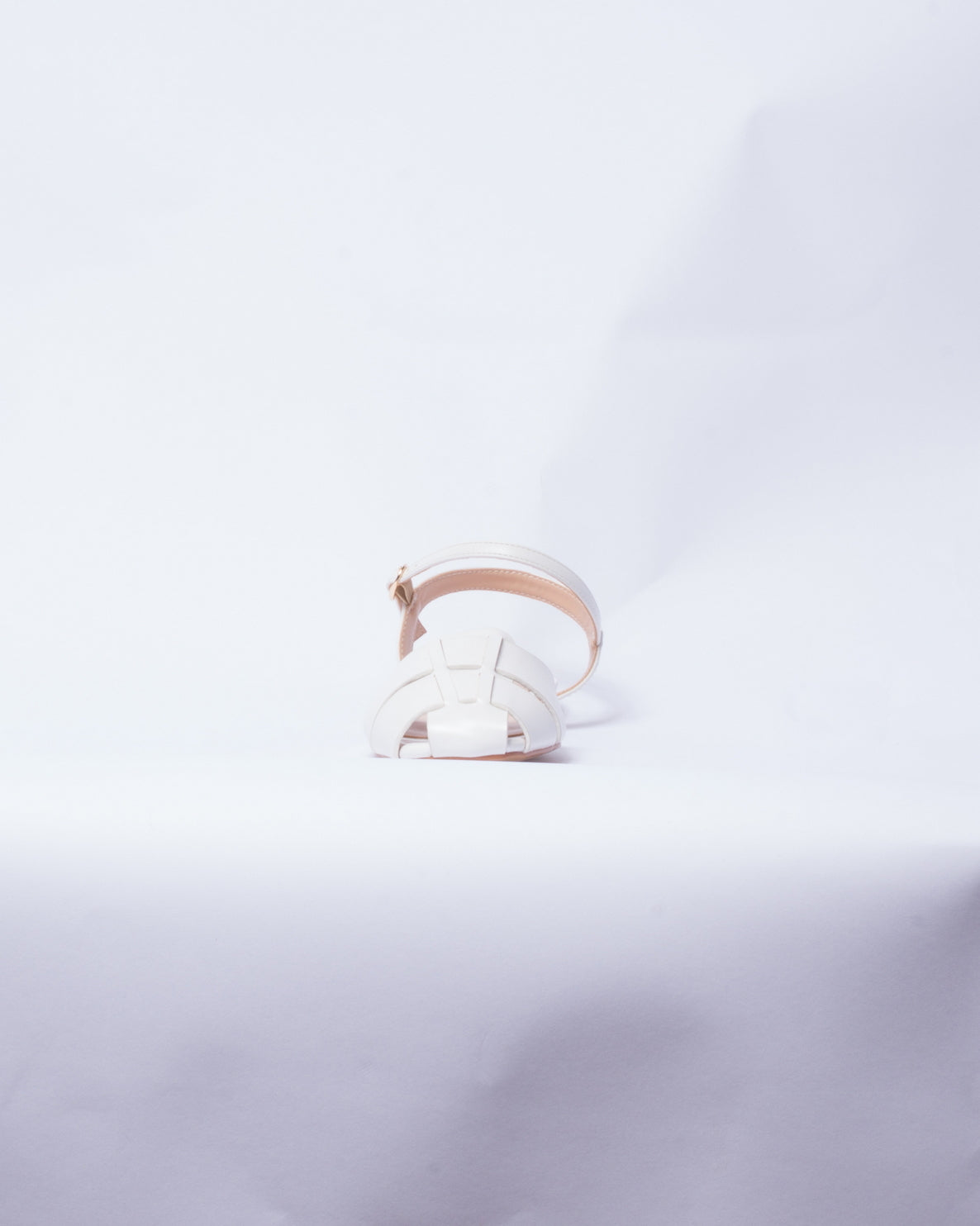 Ballerina in ecopelle a punta rotonda traforata - Bianco