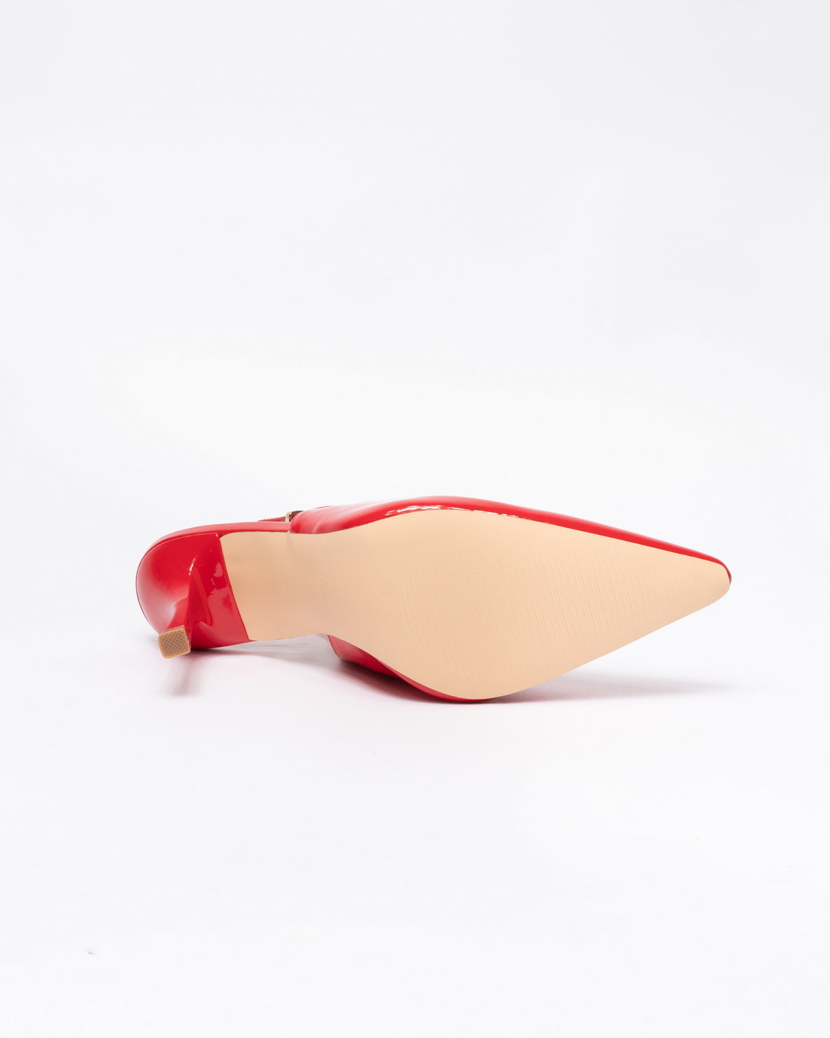 Decolleté slingback rosse a punta in vernice con tacco a spillo-Rosso