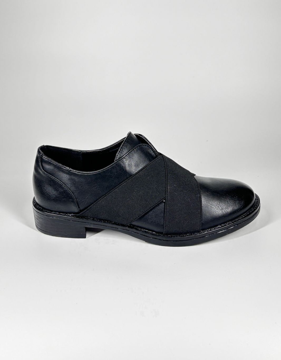 Mocassino in ecopelle con elastico - Nero