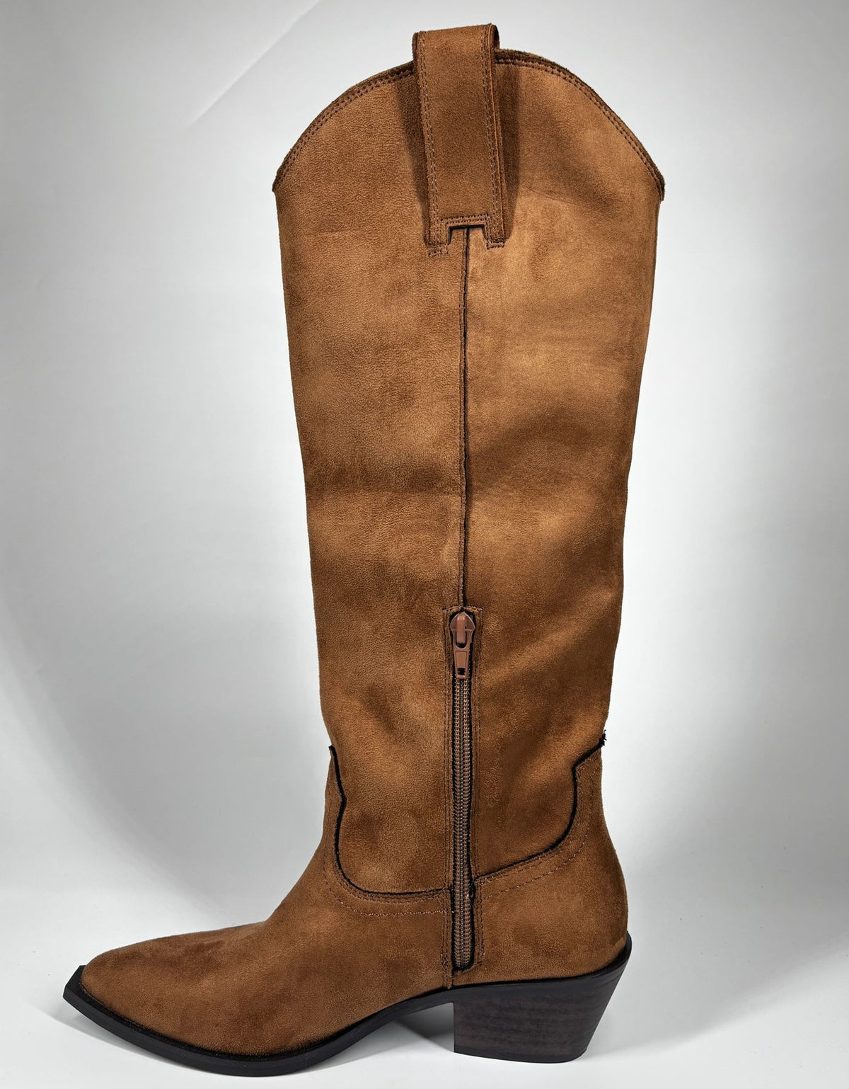 Stivale texano in ecocamoscio  - cuoio