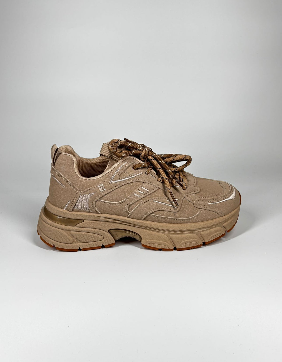 Sneakers chunky da donna in camoscio - Beige