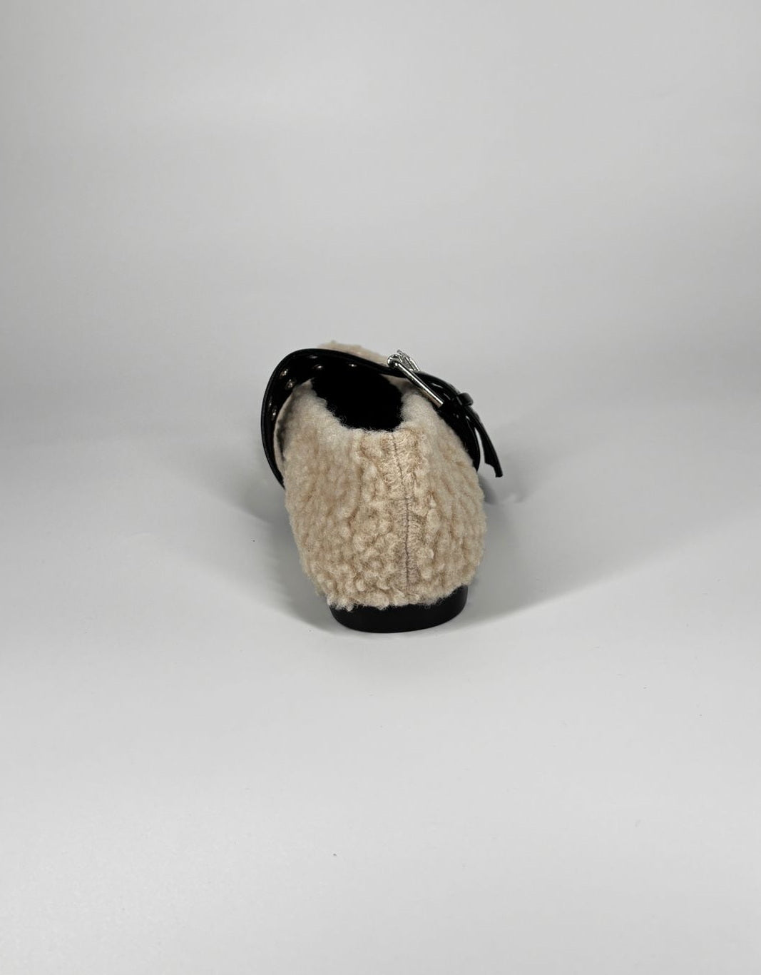 Ballerine teddy con cinturino in ecopelle regolabile - Beige